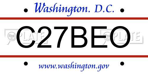 C27BEO District Of Columbia License Plate