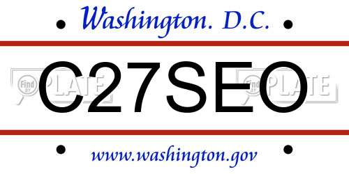 C27SEO District Of Columbia License Plate