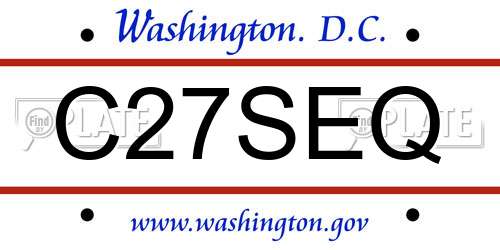 C27SEQ District Of Columbia License Plate