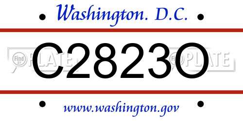 C2823O District Of Columbia License Plate