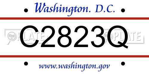 C2823Q District Of Columbia License Plate