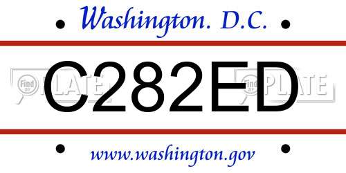 C282ED District Of Columbia License Plate