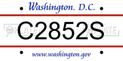 C2852S District Of Columbia License Plate