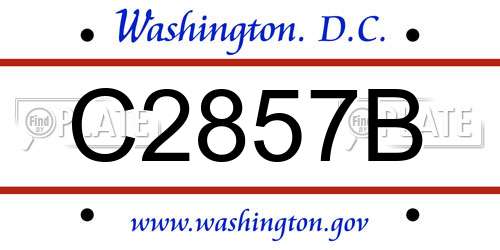 C2857B District Of Columbia License Plate