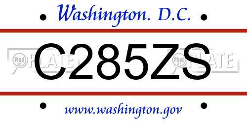 C285ZS District Of Columbia License Plate