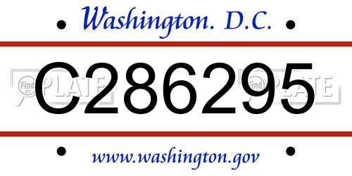 C286295 District Of Columbia License Plate