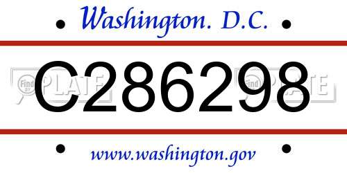 C286298 District Of Columbia License Plate