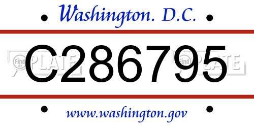 C286795 District Of Columbia License Plate