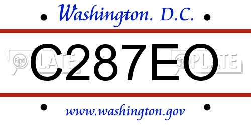 C287EO District Of Columbia License Plate
