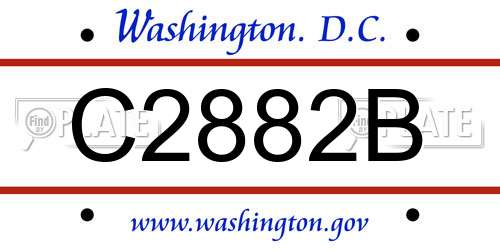 C2882B District Of Columbia License Plate