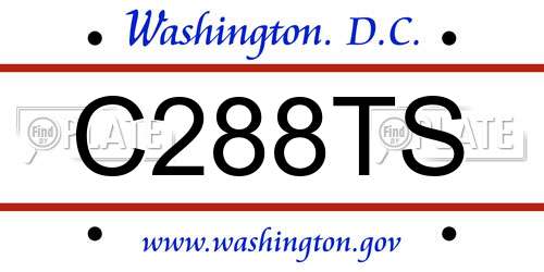 C288TS District Of Columbia License Plate