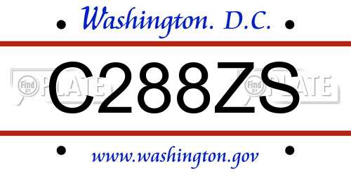 C288ZS District Of Columbia License Plate