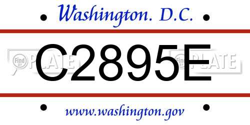 C2895E District Of Columbia License Plate