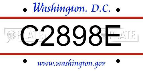 C2898E District Of Columbia License Plate