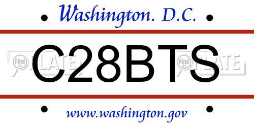 C28BTS District Of Columbia License Plate