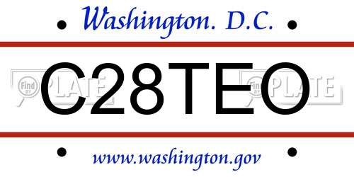 C28TEO District Of Columbia License Plate