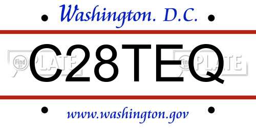 C28TEQ District Of Columbia License Plate