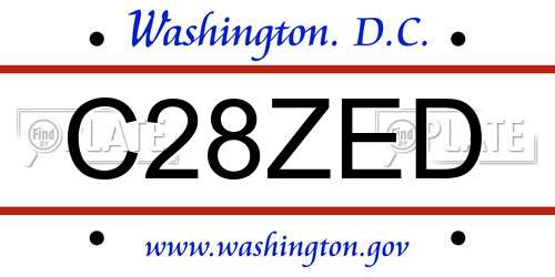 C28ZED District Of Columbia License Plate