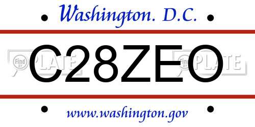 C28ZEO District Of Columbia License Plate