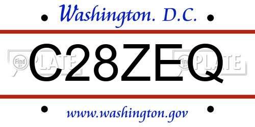 C28ZEQ District Of Columbia License Plate