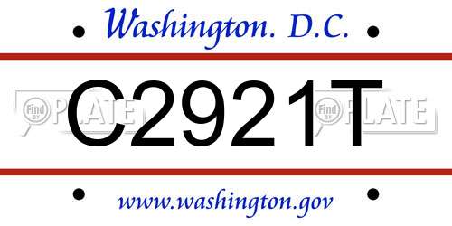 C2921T District Of Columbia License Plate