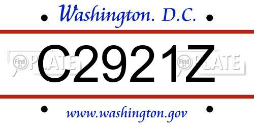 C2921Z District Of Columbia License Plate