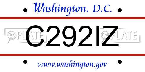 C292IZ District Of Columbia License Plate