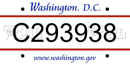 C293938 District Of Columbia License Plate