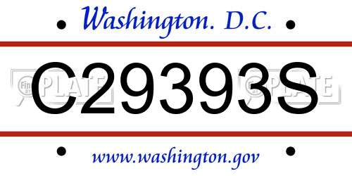 C29393S District Of Columbia License Plate