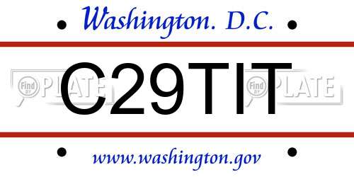C29TIT District Of Columbia License Plate