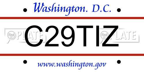C29TIZ District Of Columbia License Plate