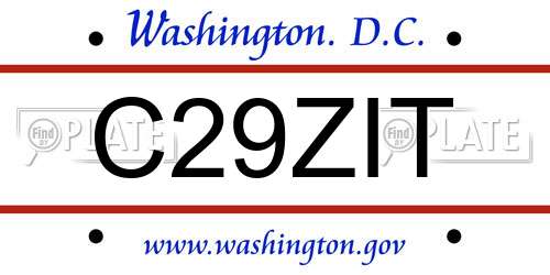 C29ZIT District Of Columbia License Plate