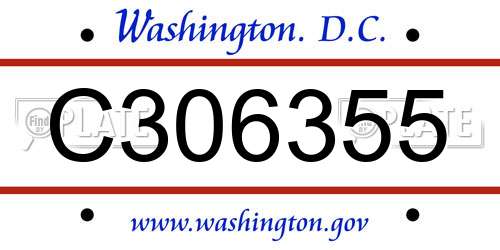 C306355 District Of Columbia License Plate