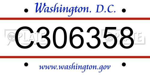 C306358 District Of Columbia License Plate