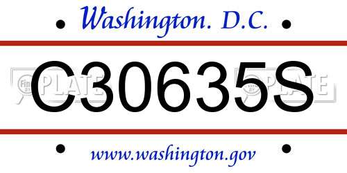 C30635S District Of Columbia License Plate
