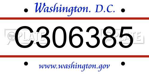 C306385 District Of Columbia License Plate