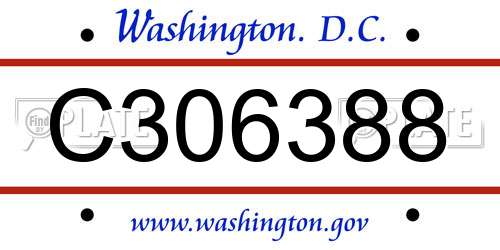 C306388 District Of Columbia License Plate