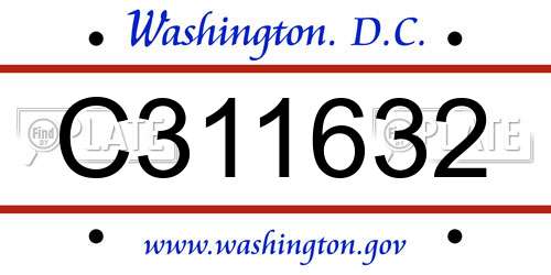 C311632 District Of Columbia License Plate