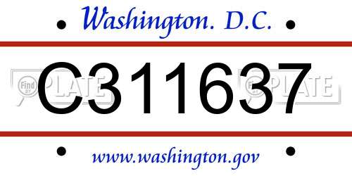 C311637 District Of Columbia License Plate