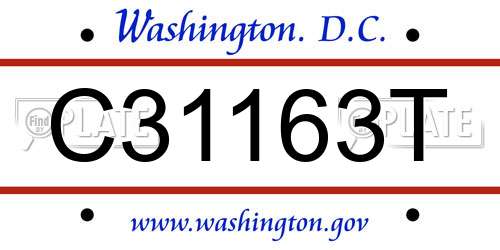 C31163T District Of Columbia License Plate