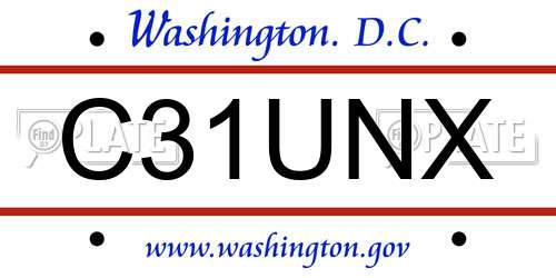 C31UNX District Of Columbia License Plate