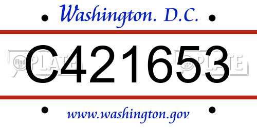 C421653 District Of Columbia License Plate