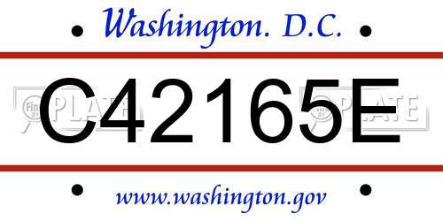 C42165E District Of Columbia License Plate