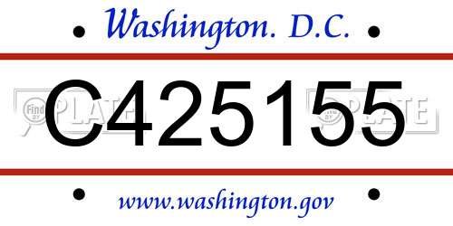 C425155 District Of Columbia License Plate