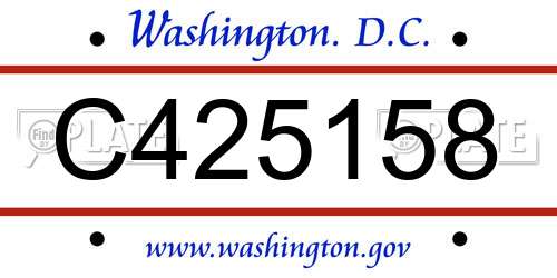 C425158 District Of Columbia License Plate