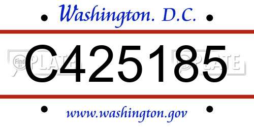 C425185 District Of Columbia License Plate