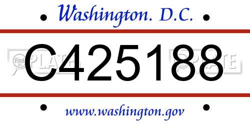 C425188 District Of Columbia License Plate