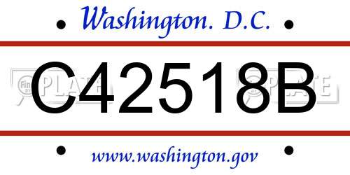 C42518B District Of Columbia License Plate