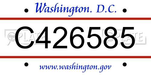 C426585 District Of Columbia License Plate