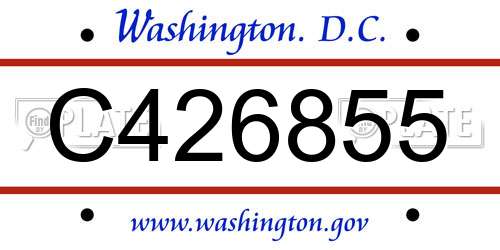 C426855 District Of Columbia License Plate